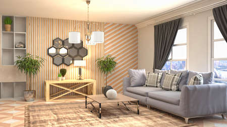 Interior of the living room. 3D illustration.の写真素材