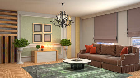 Interior of the living room. 3D illustration.の写真素材