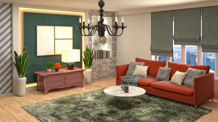 Interior of the living room. 3D illustration.の写真素材