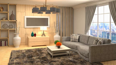 Interior of the living room. 3D illustration.の写真素材