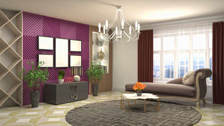 Interior of the living room. 3D illustration.の写真素材