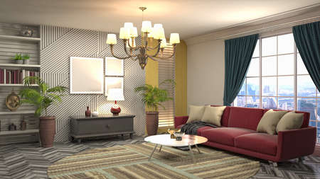 Interior of the living room. 3D illustration.の写真素材
