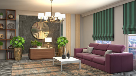 Interior of the living room. 3D illustration.の写真素材