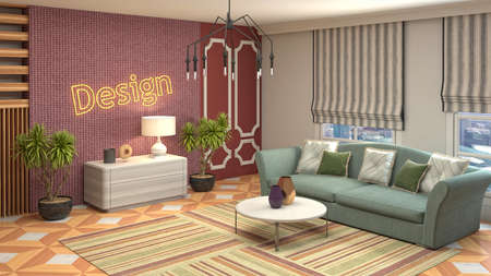 Interior of the living room. 3D illustration.の写真素材