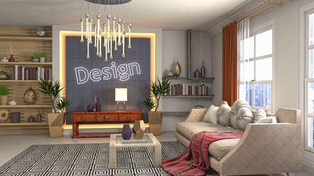 Interior of the living room. 3D illustration.の写真素材