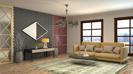 Interior of the living room. 3D illustration.の写真素材