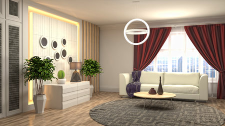 Interior of the living room. 3D illustration.の写真素材
