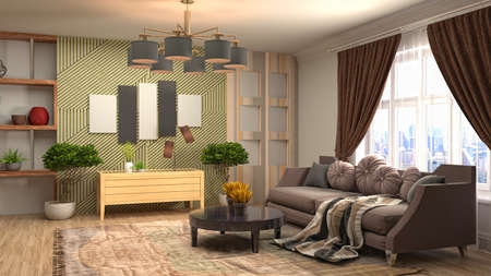 Interior of the living room. 3D illustration.の写真素材