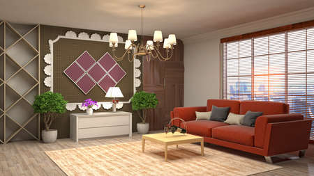 Interior of the living room. 3D illustration.の写真素材