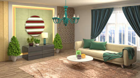 Interior of the living room. 3D illustration.の写真素材