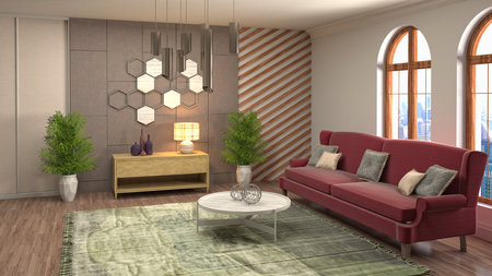Interior of the living room. 3D illustration.の写真素材