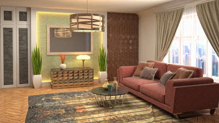 Interior of the living room. 3D illustration.の写真素材