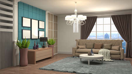 Interior of the living room. 3D illustration.の写真素材