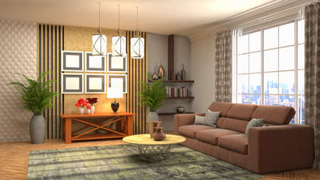 Interior of the living room. 3D illustration.の写真素材