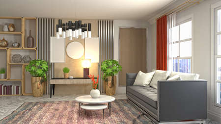 Interior of the living room. 3D illustration.の写真素材
