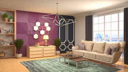 Interior of the living room. 3D illustration.の写真素材
