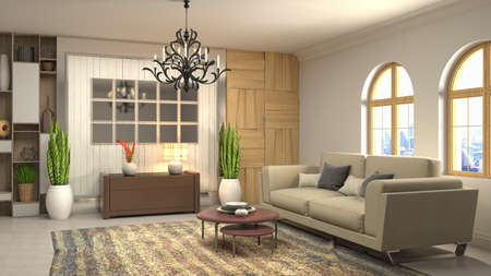 Interior of the living room. 3D illustration.の写真素材