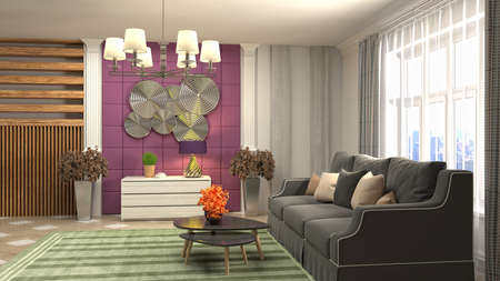 Interior of the living room. 3D illustration.の写真素材