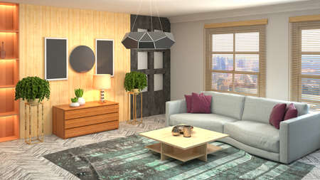 Interior of the living room. 3D illustration.の写真素材