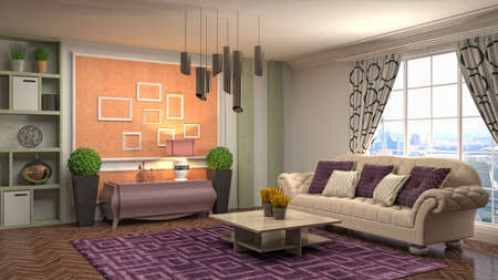Interior of the living room. 3D illustration.の写真素材