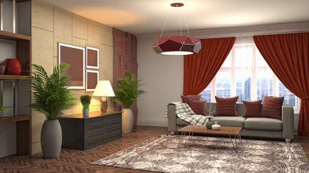Interior of the living room. 3D illustration.の写真素材