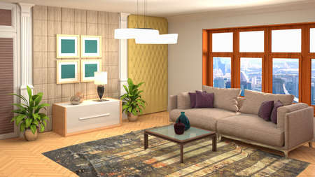 Interior of the living room. 3D illustration.の写真素材