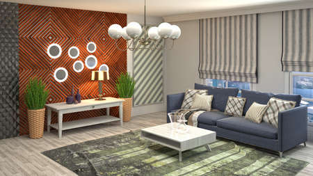 Interior of the living room. 3D illustration.の写真素材
