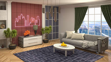 Interior of the living room. 3D illustration.の写真素材