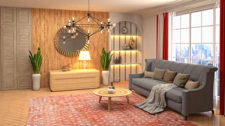 Interior of the living room. 3D illustration.の写真素材