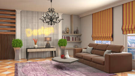 Interior of the living room. 3D illustration.の写真素材
