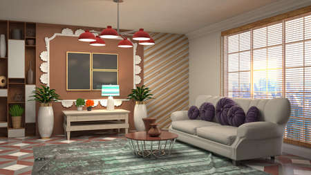 Interior of the living room. 3D illustration.の写真素材