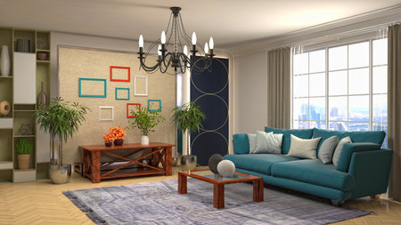 Interior of the living room. 3D illustration.の写真素材