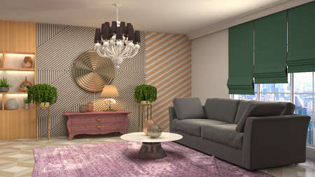 Interior of the living room. 3D illustration.の写真素材