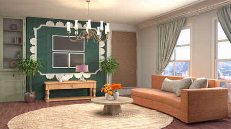 Interior of the living room. 3D illustration.の写真素材