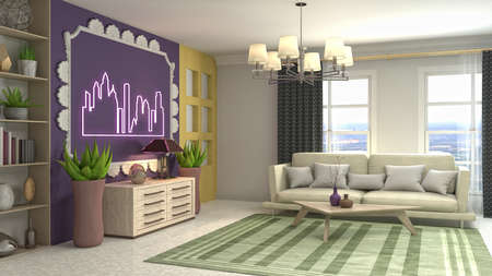 Interior of the living room. 3D illustration.の写真素材
