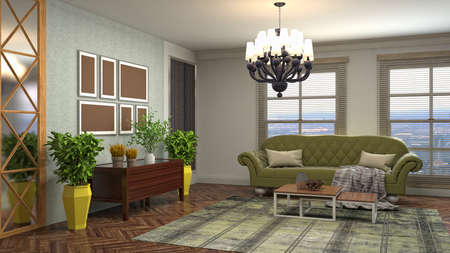 Interior of the living room. 3D illustration.の写真素材