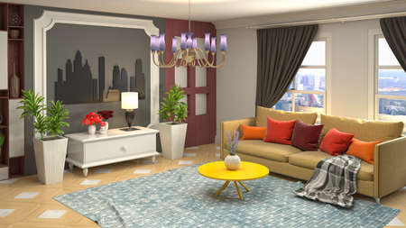 Interior of the living room. 3D illustration.の写真素材