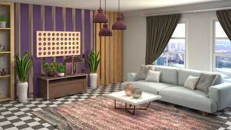 Interior of the living room. 3D illustration.の写真素材