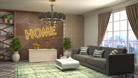Interior of the living room. 3D illustration.の写真素材