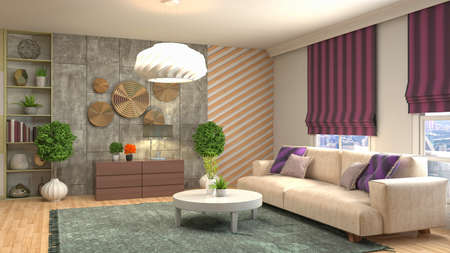 Interior of the living room. 3D illustration.の写真素材