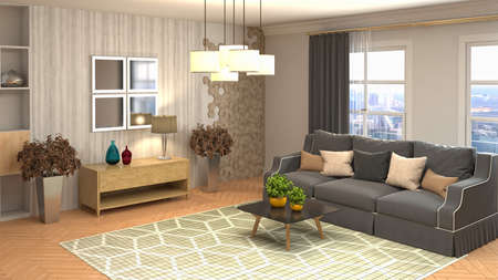 Interior of the living room. 3D illustration.の写真素材