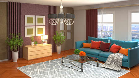 Interior of the living room. 3D illustration.の写真素材