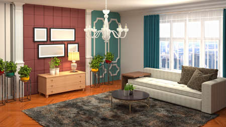 Interior of the living room. 3D illustration.の写真素材