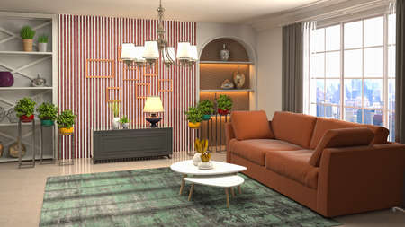 Interior of the living room. 3D illustration.の写真素材