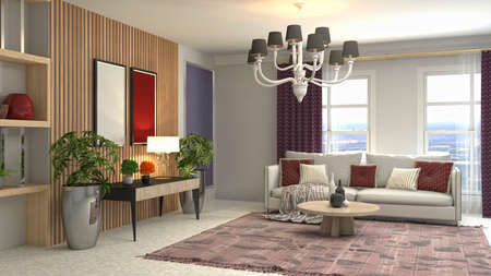 Interior of the living room. 3D illustration.の写真素材