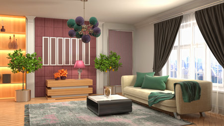 Interior of the living room. 3D illustration.の写真素材
