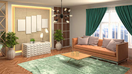 Interior of the living room. 3D illustration.の写真素材