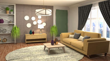 Interior of the living room. 3D illustration.の写真素材