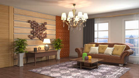 Interior of the living room. 3D illustration.の写真素材