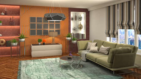 Interior of the living room. 3D illustration.の写真素材